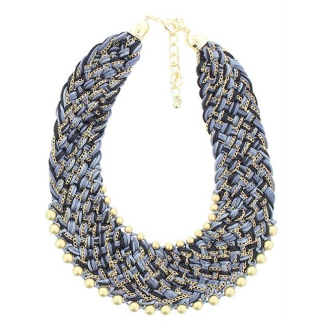 BRAIDED SHORT NECKLACE WITH BEADS