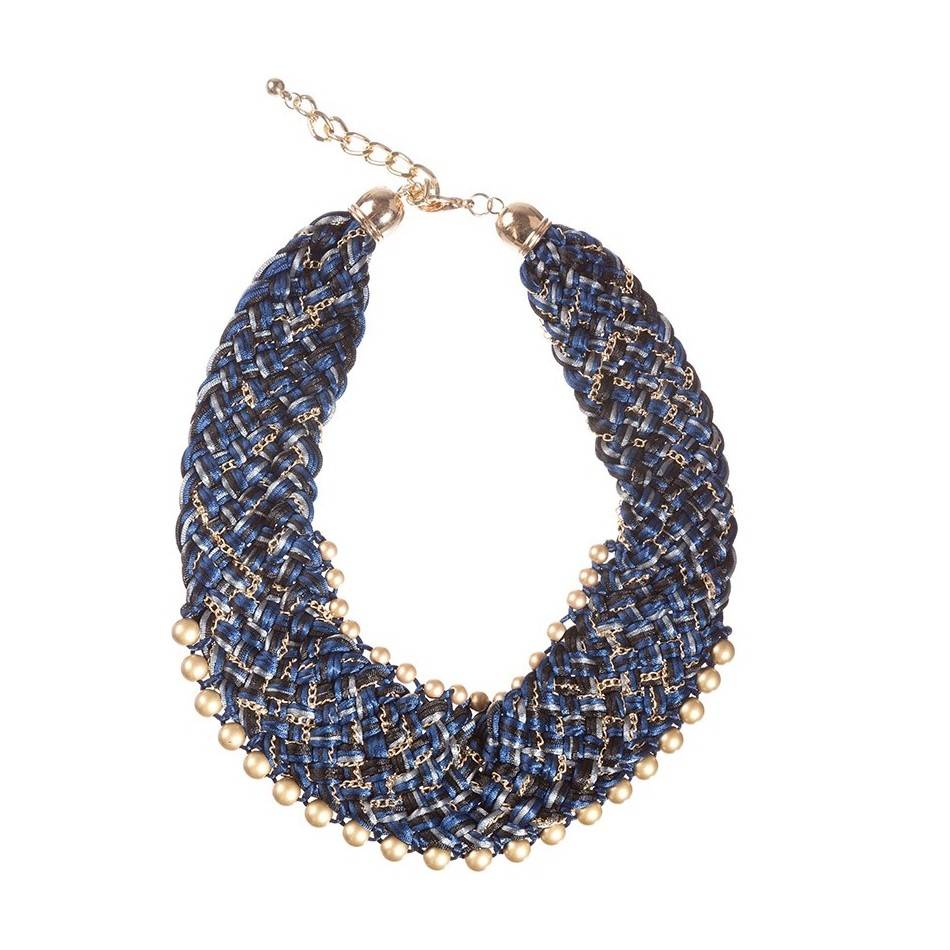 BRAIDED SHORT NECKLACE WITH BEADS