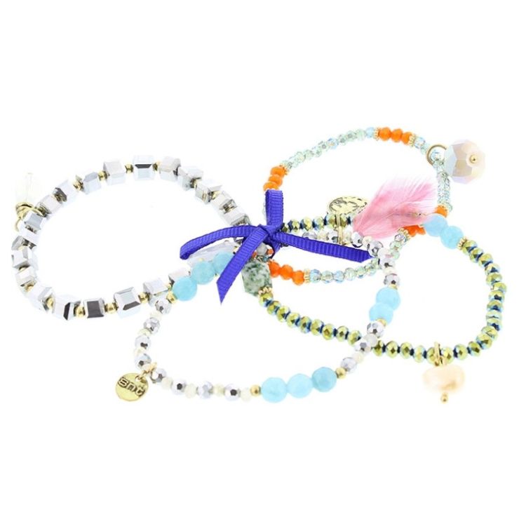 PULSERA 4 TIRAS CUENTAS METAL PIEDRAS 2
