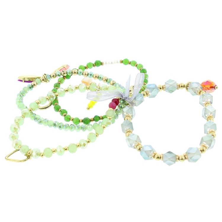 PULSERA 4 TIRAS CUENTAS METAL PIEDRAS 2