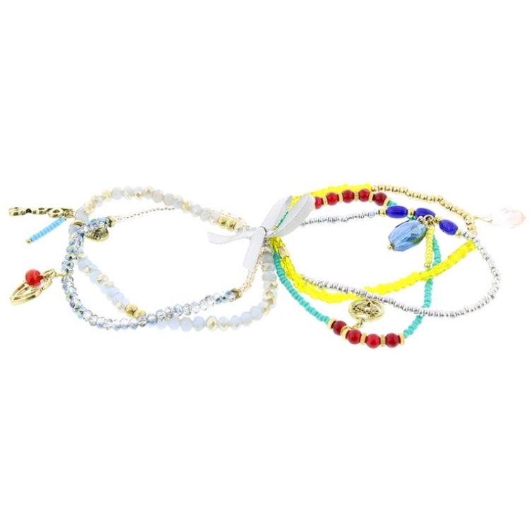 PULSERA 4 TIRAS CUENTAS METAL PIEDRAS 2