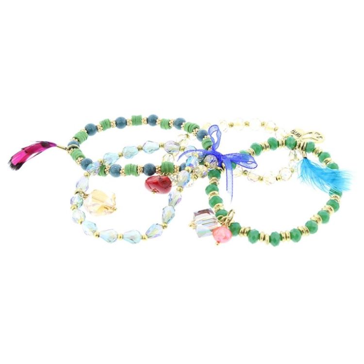 PULSERA 4 TIRAS CUENTAS METAL PIEDRAS 2