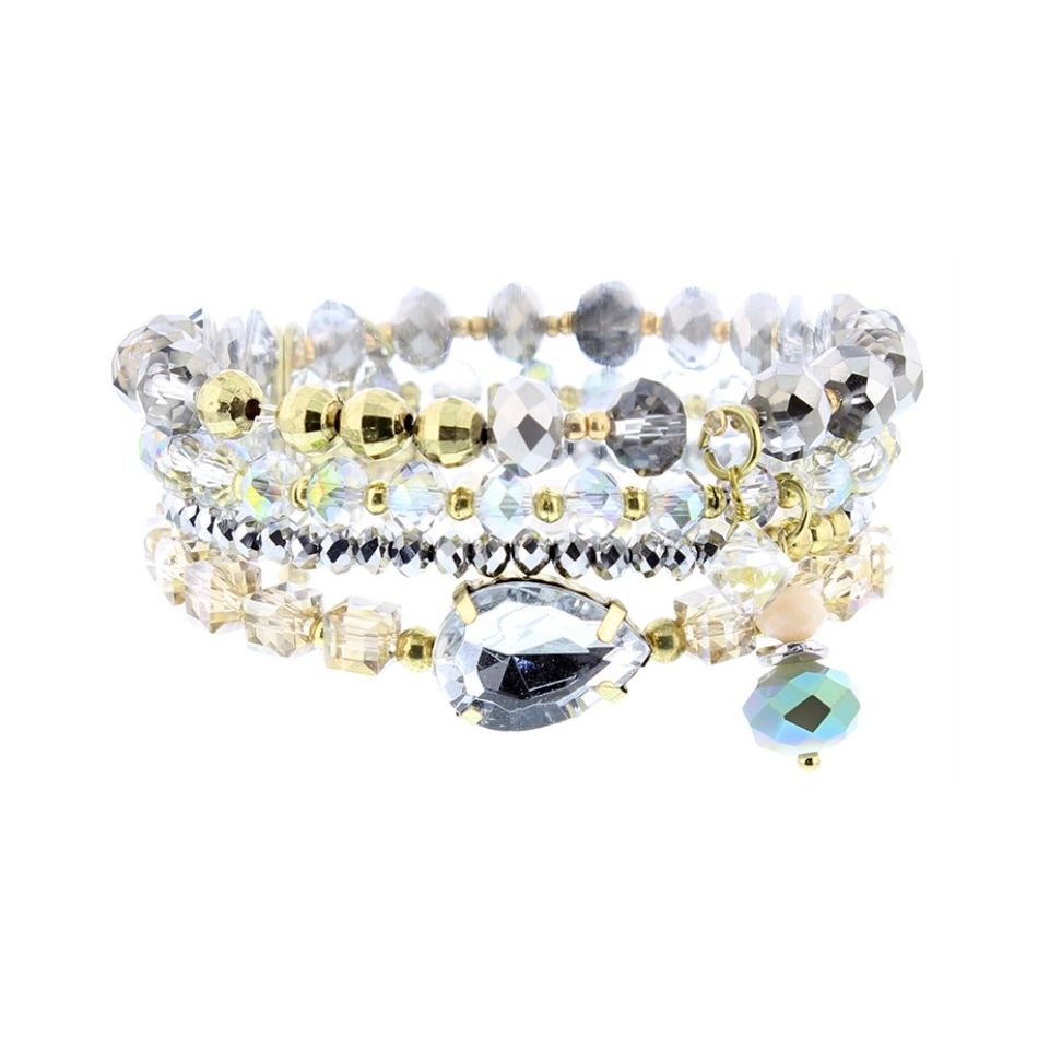 BRACELET 4 STRAPS STONE BEADS