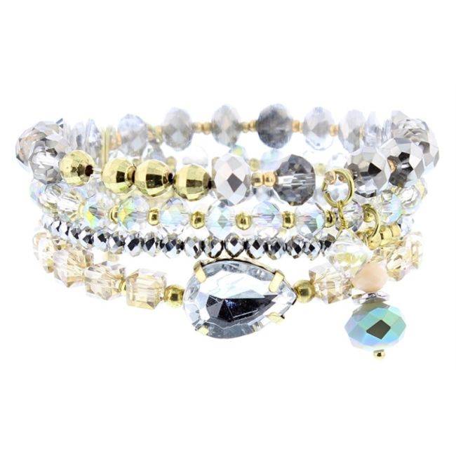 BRACELET 4 STRAPS STONE BEADS