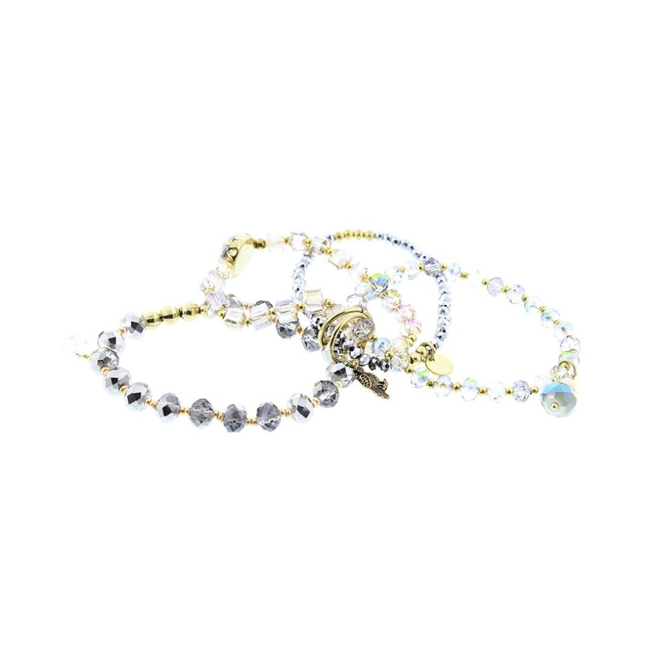 BRACELET 4 STRAPS STONE BEADS