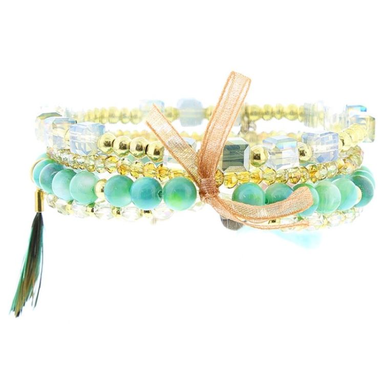 4 STRAPS CRYSTAL BEADS BRACELET