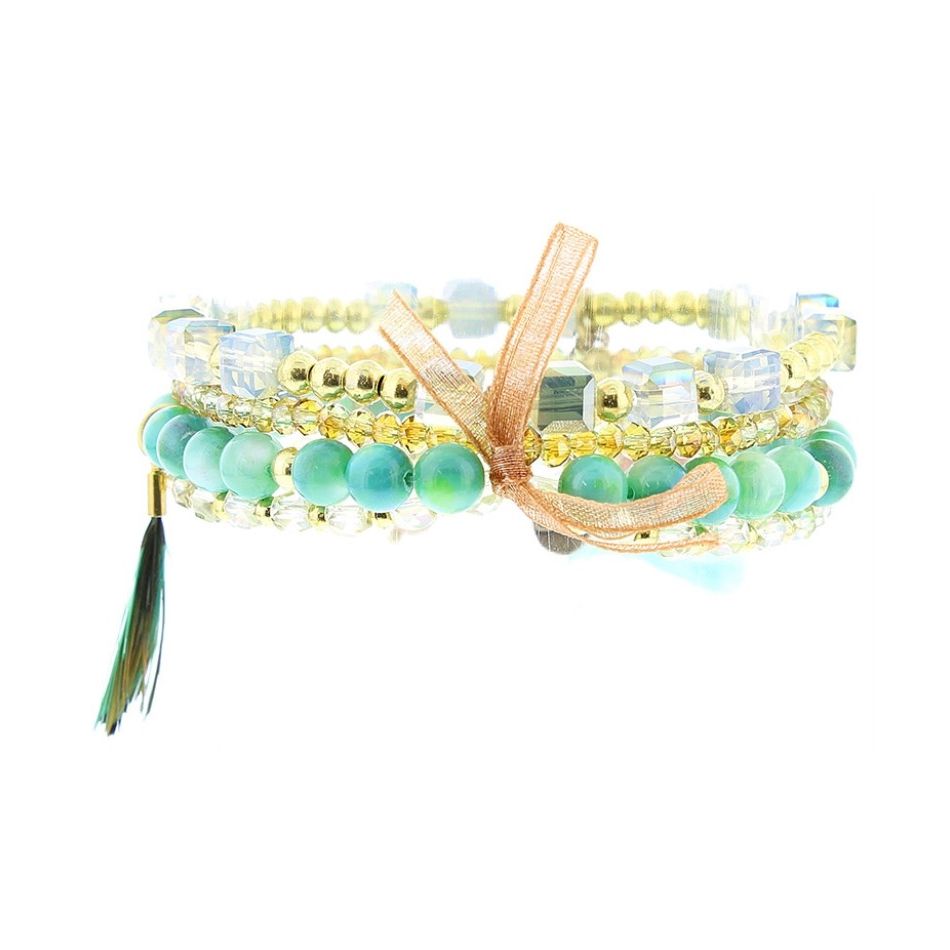 PULSERA 4 TIRAS CUENTAS CRISTALES