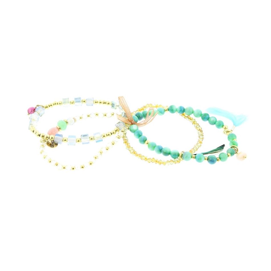 4 STRAPS CRYSTAL BEADS BRACELET