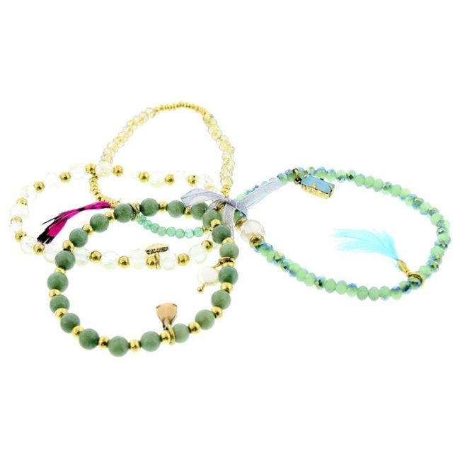 PULSERA 4 TIRAS CUENTAS METAL PIEDRAS