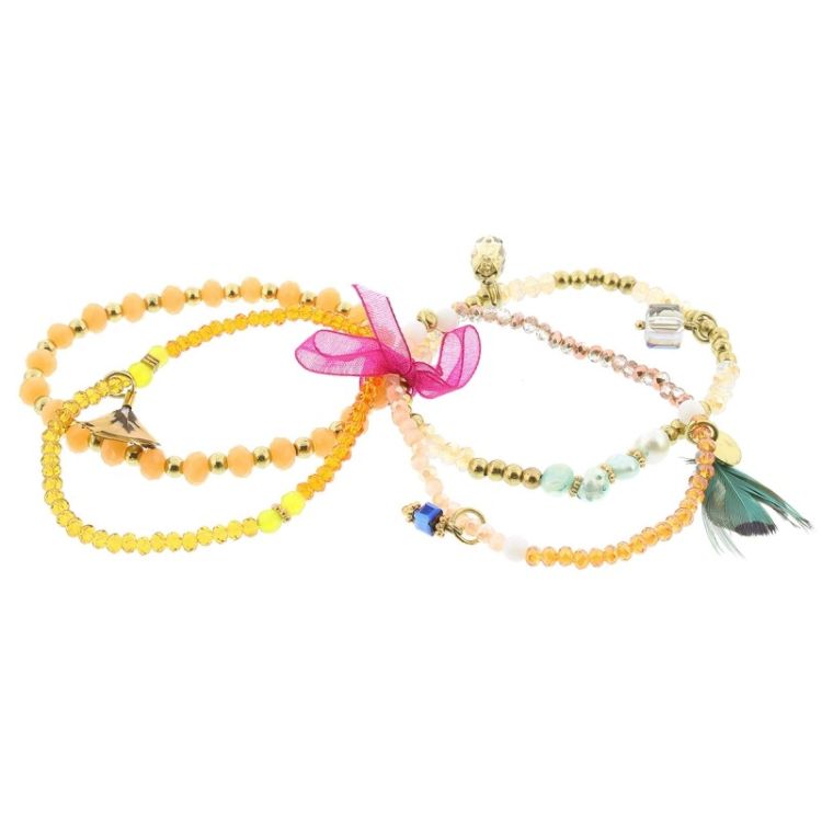 PULSERA 4 TIRAS CUENTAS METAL PIEDRAS 2