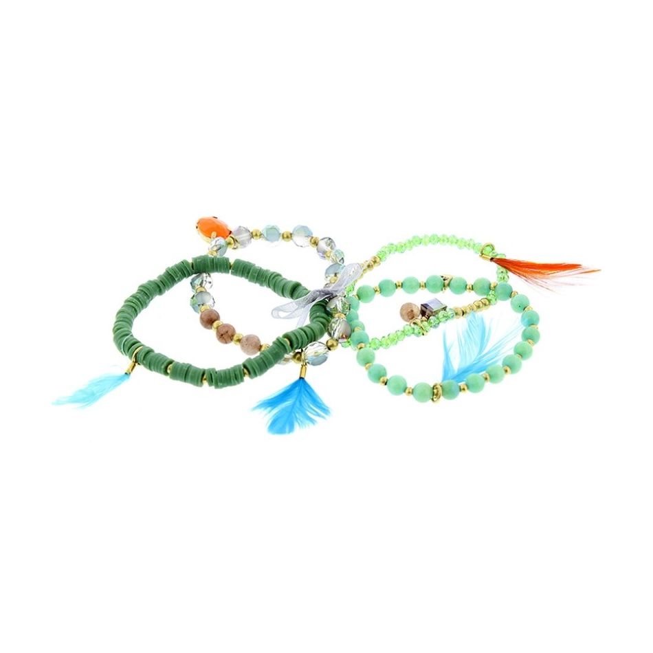 PULSERA 4 TIRAS CUENTAS METAL PIEDRAS