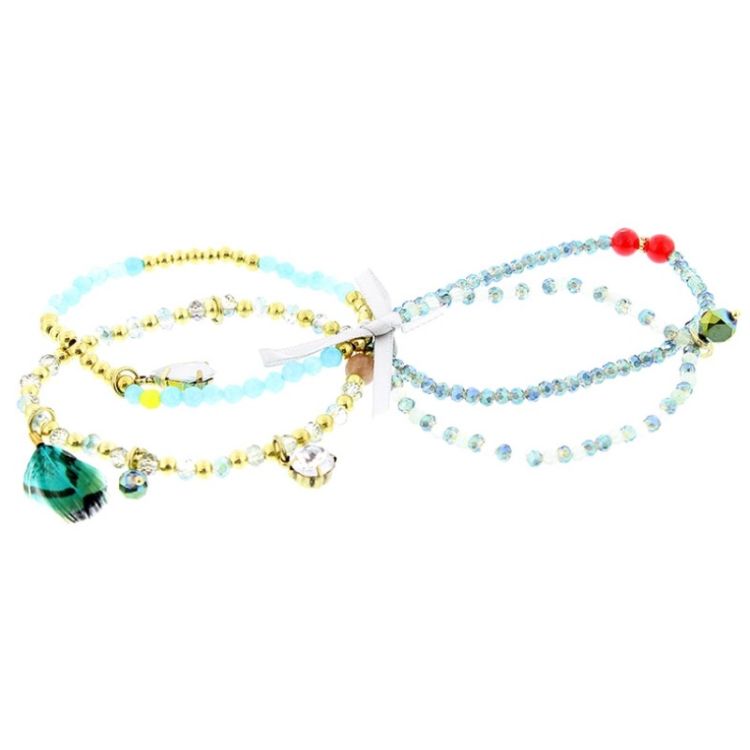 PULSERA 4 TIRAS CUENTAS METAL PIEDRAS 2