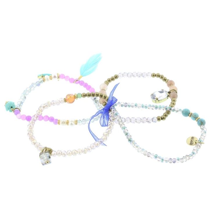 PULSERA 4 TIRAS CUENTAS METAL PIEDRAS 2