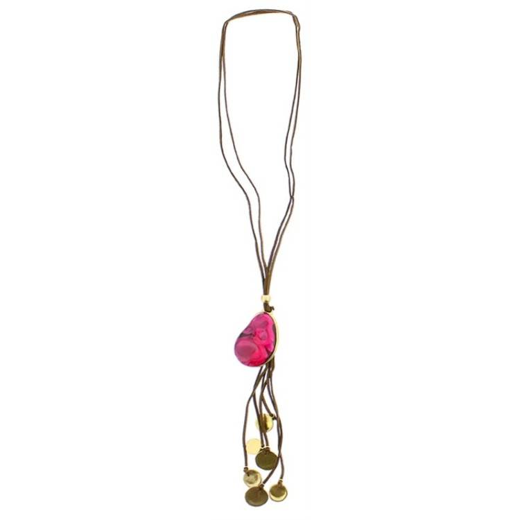 LONG NECKLACE METAL RESIN BEADS