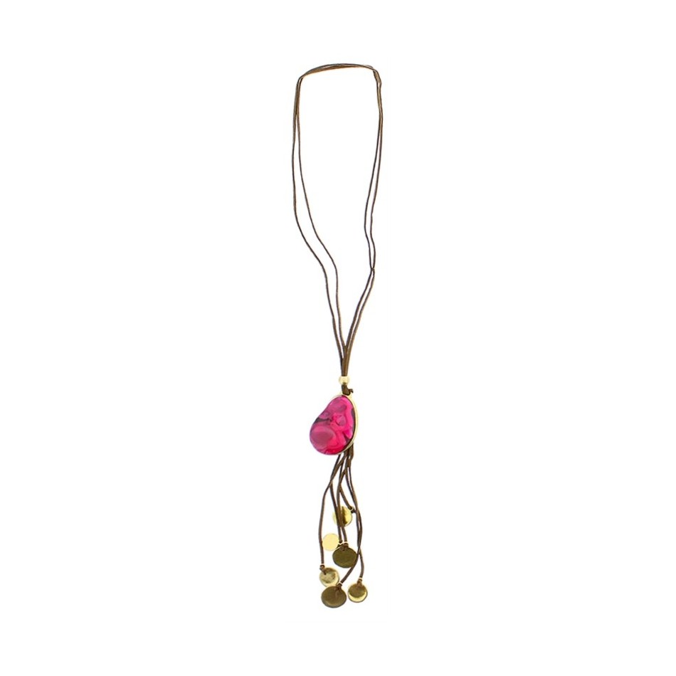 COLLAR LARGO CUENTAS METAL RESINA