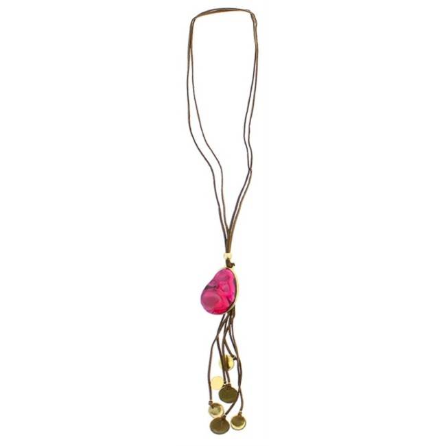 COLLAR LARGO CUENTAS METAL RESINA