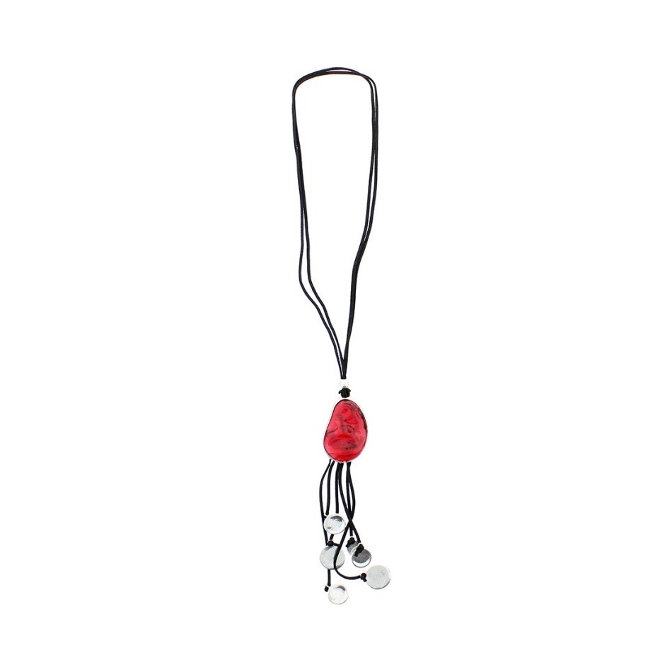 COLLAR LARGO CUENTAS METAL RESINA