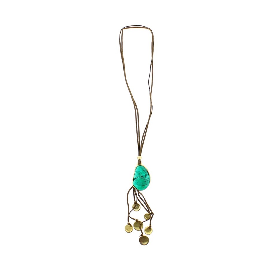 COLLAR LARGO CUENTAS METAL RESINA