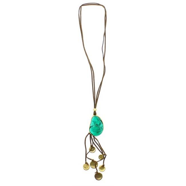 COLLAR LARGO CUENTAS METAL RESINA