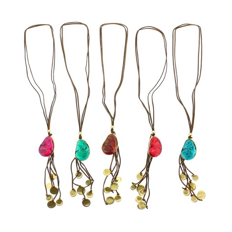 LONG NECKLACE METAL RESIN BEADS