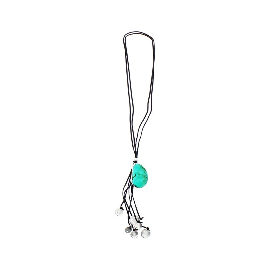 COLLAR LARGO CUENTAS METAL RESINA
