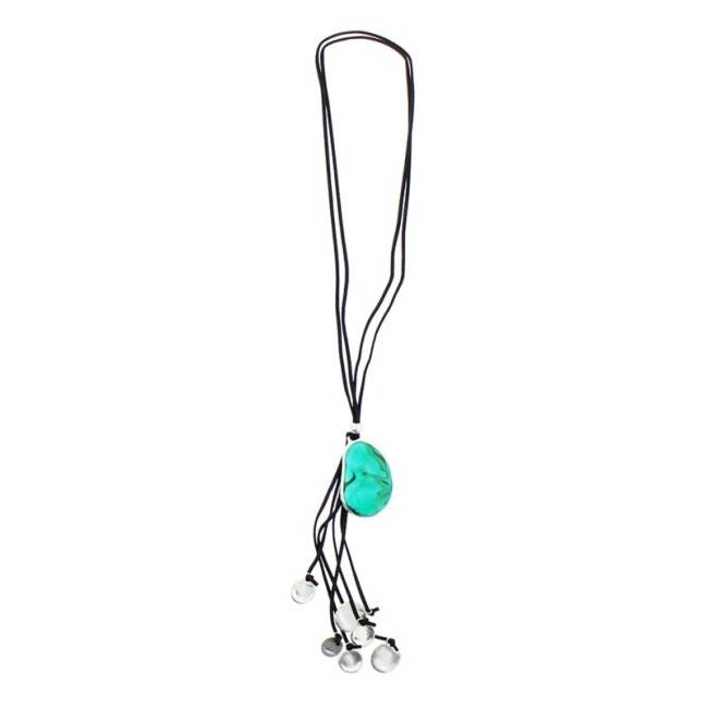 LONG NECKLACE METAL RESIN BEADS