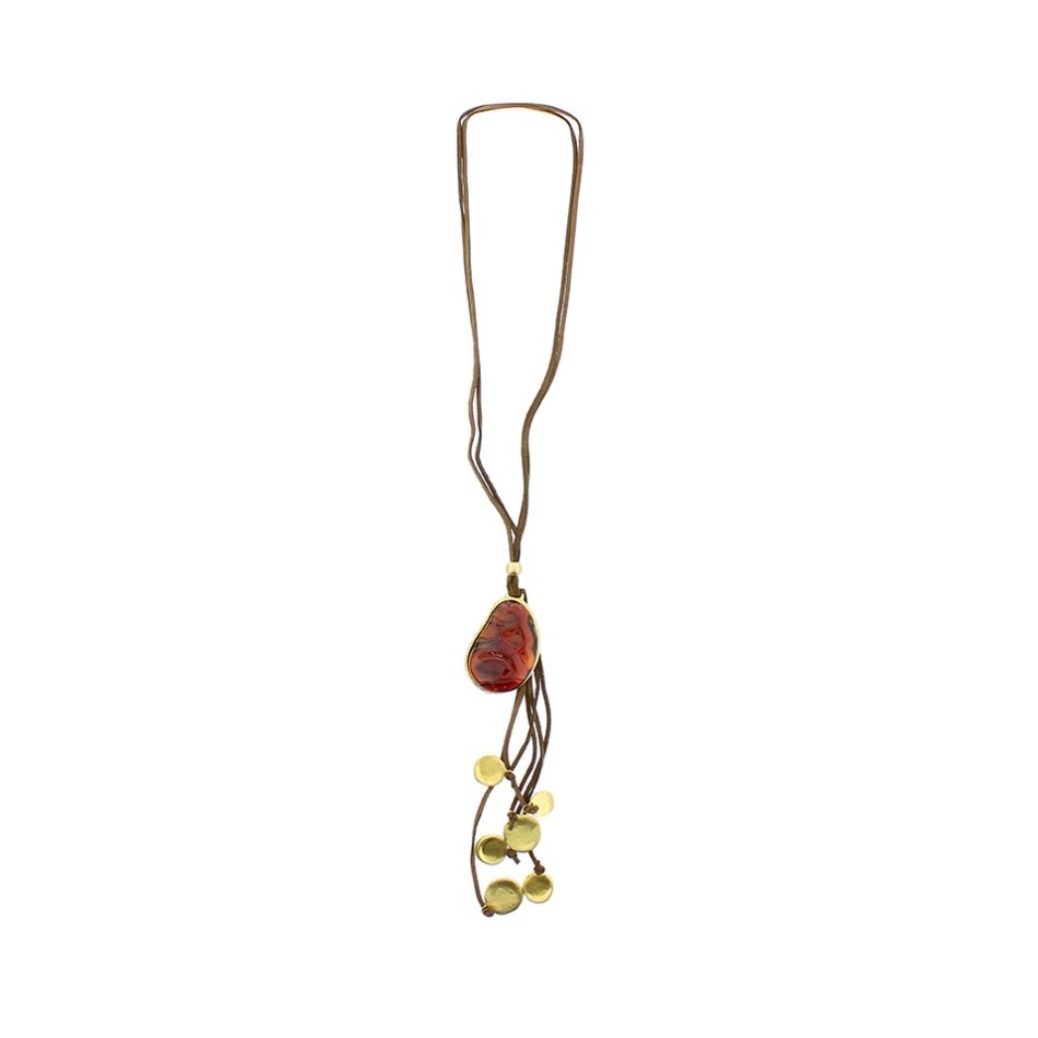 COLLAR LARGO CUENTAS METAL RESINA