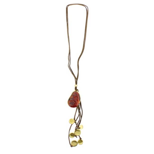 COLLAR LARGO CUENTAS METAL RESINA