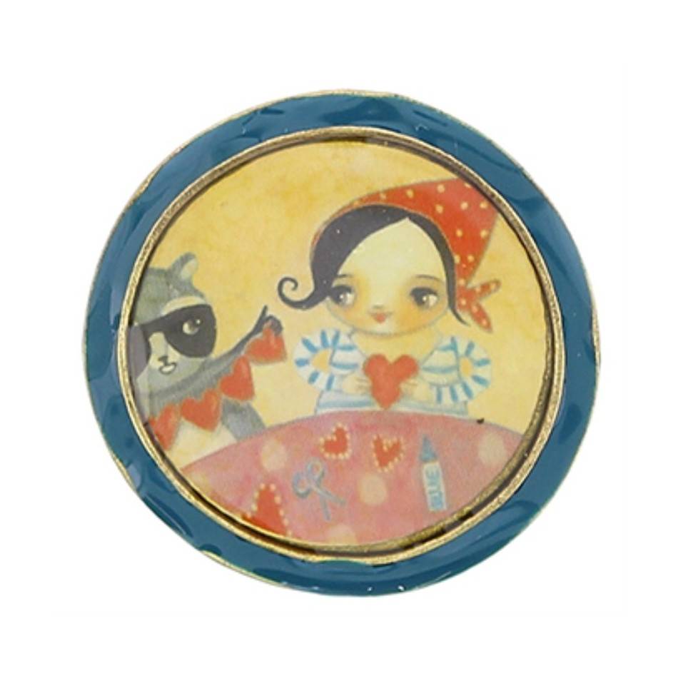 METAL ENAMEL BROOCH