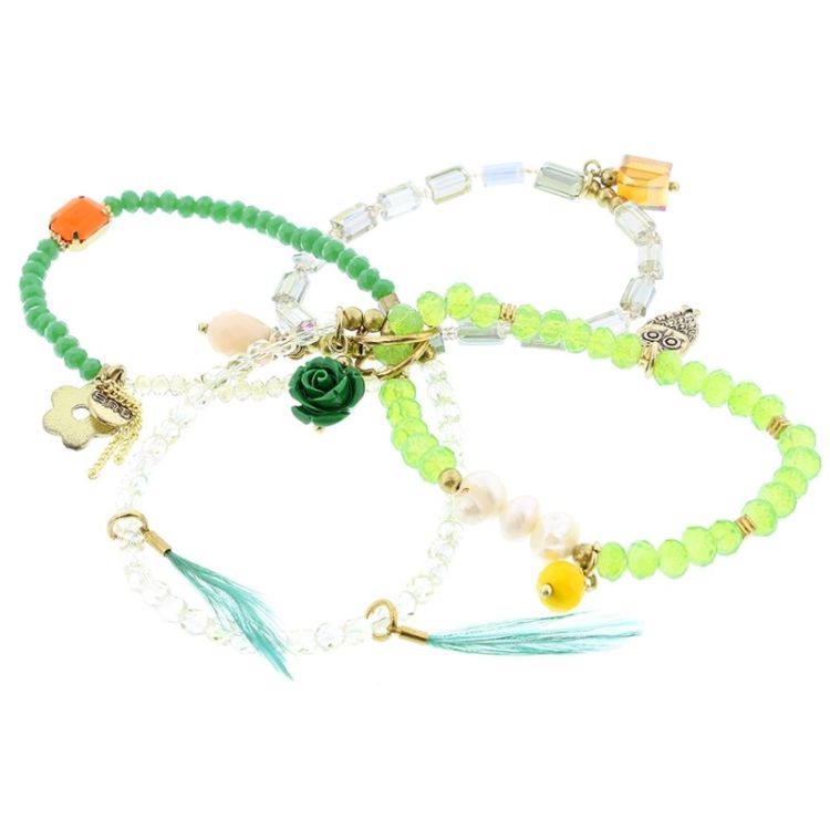 PULSERA 4 TIRAS CUENTAS METAL PIEDRAS 2