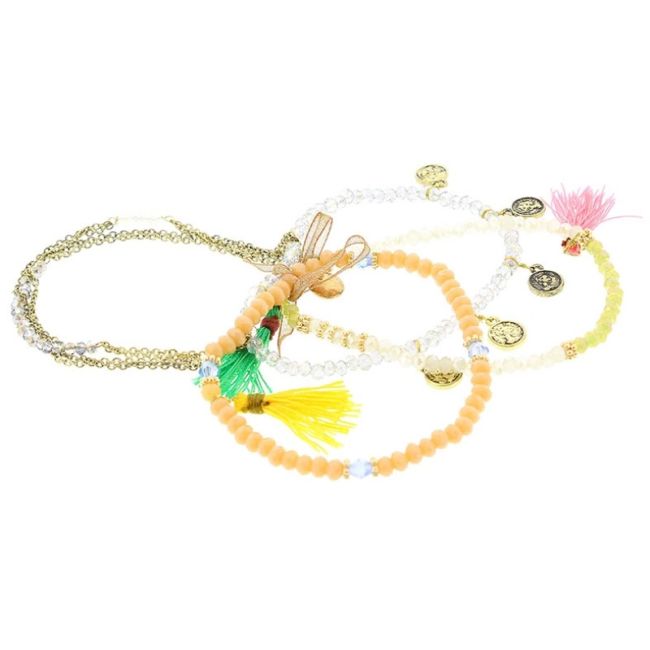 4 STRAPS CRYSTAL BEADS BRACELET