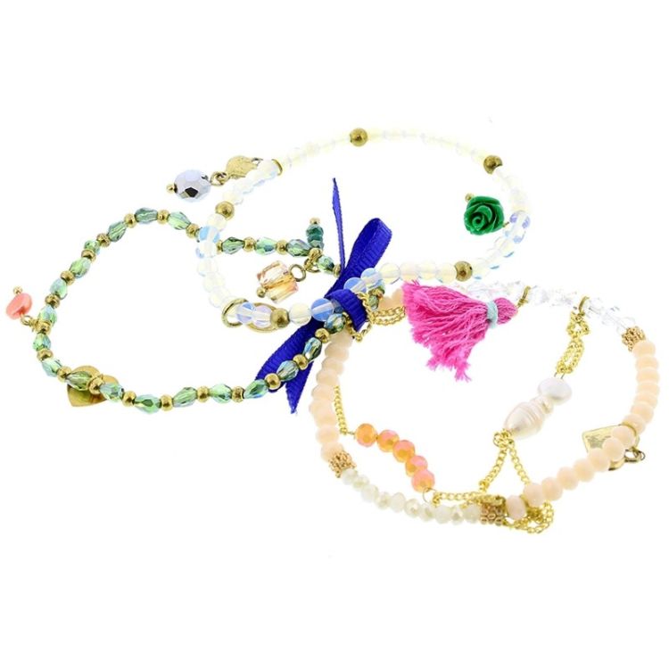 PULSERA 4 TIRAS CUENTAS METAL PIEDRAS 2