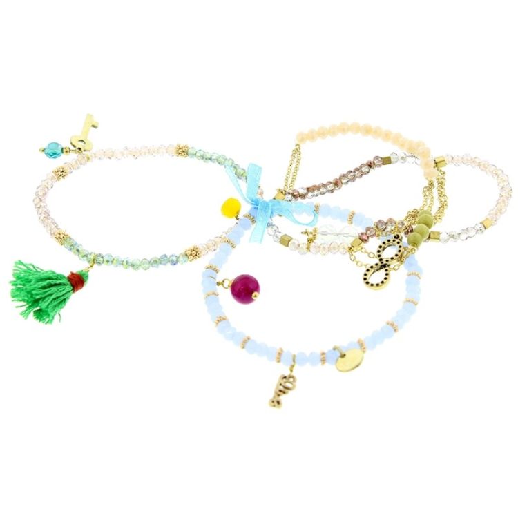 4 STRAPS CRYSTAL BEADS BRACELET 2