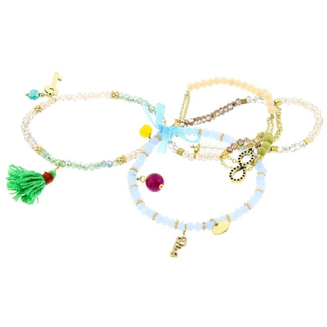 4 STRAPS CRYSTAL BEADS BRACELET