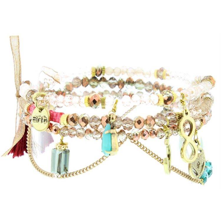 4 STRAPS CRYSTAL BEADS BRACELET