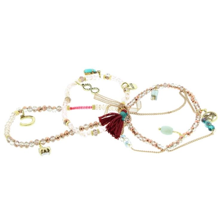 PULSERA 4 TIRAS CUENTAS CRISTALES 2