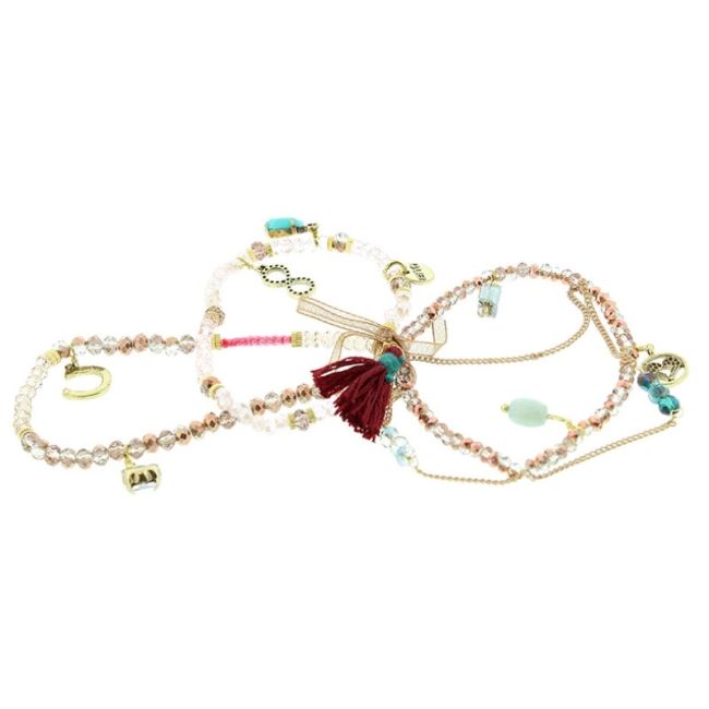 PULSERA 4 TIRAS CUENTAS CRISTALES