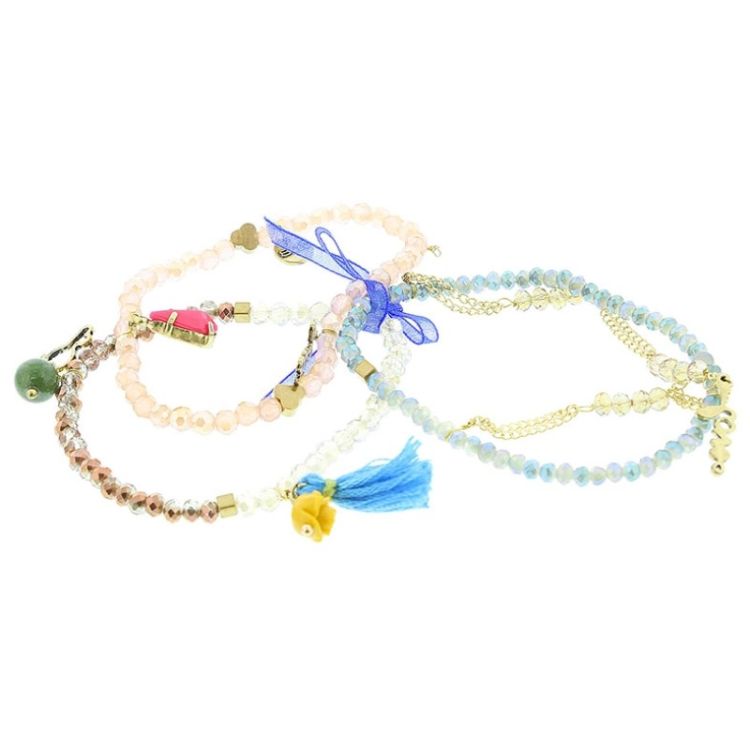 PULSERA 4 TIRAS CUENTAS METAL PIEDRAS 2