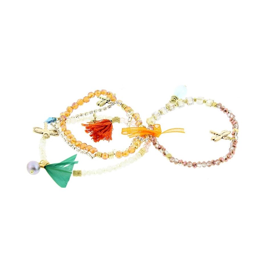 PULSERA 4 TIRAS CUENTAS CRISTALES