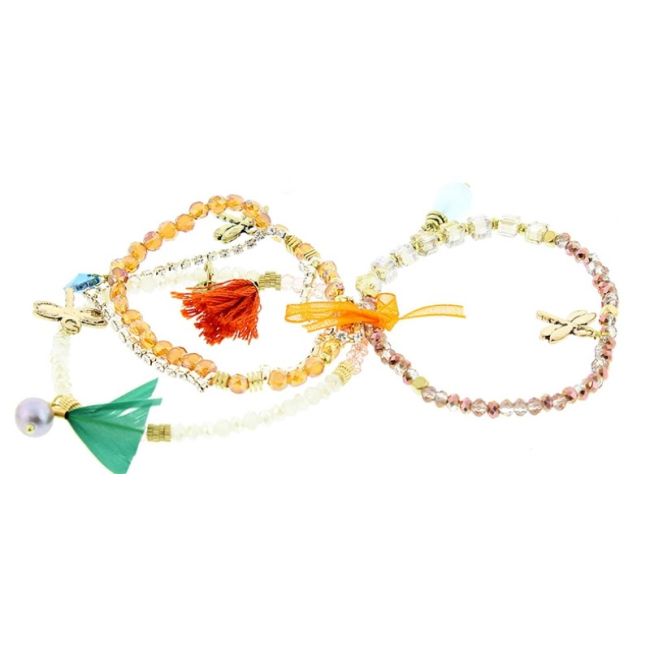 PULSERA 4 TIRAS CUENTAS CRISTALES