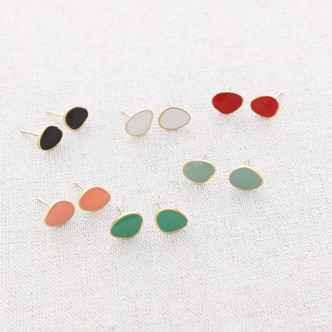 STEEL ENAMEL STUD EARRINGS