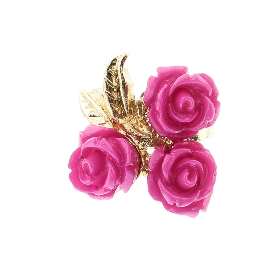 RESIN FLOWERS METAL RING ASSORTED SIZES