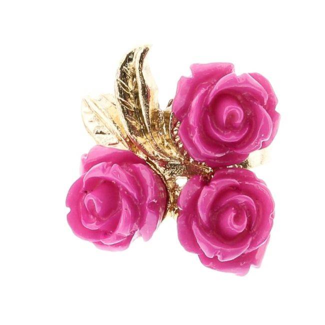 RESIN FLOWERS METAL RING ASSORTED SIZES