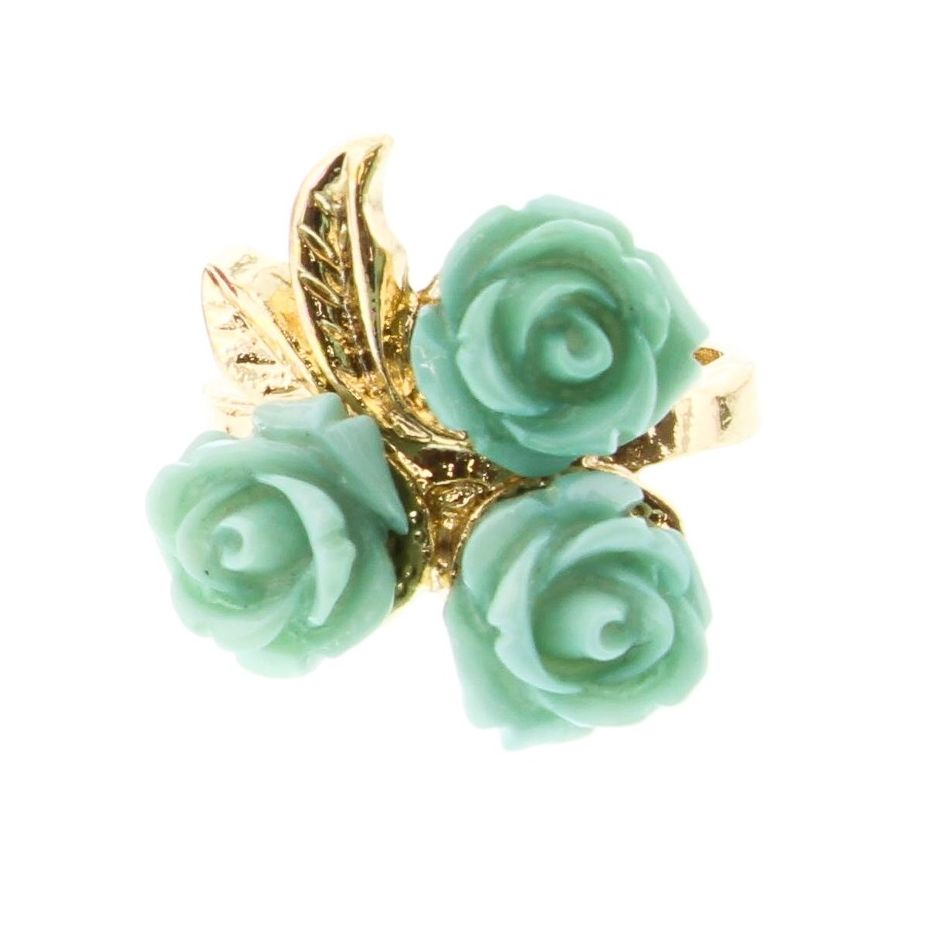 RESIN FLOWERS METAL RING ASSORTED SIZES