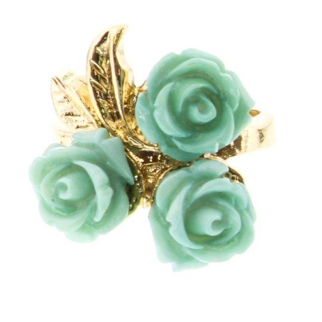 RESIN FLOWERS METAL RING ASSORTED SIZES