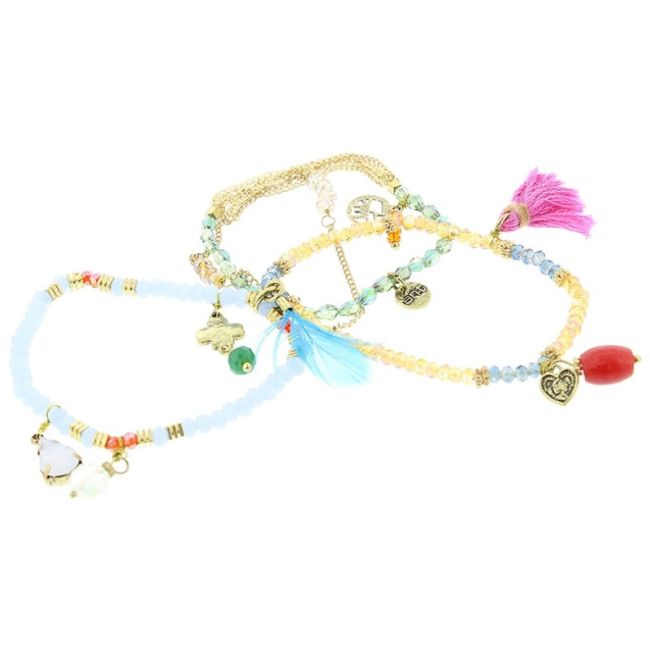 4 STRAPS CRYSTAL BEADS BRACELET