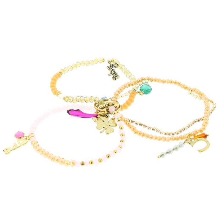 PULSERA 4 TIRAS CUENTAS METAL PIEDRAS 2