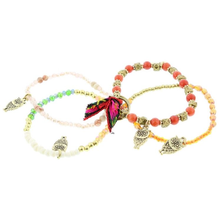 PULSERA 4 TIRAS CUENTAS METAL PIEDRAS 2