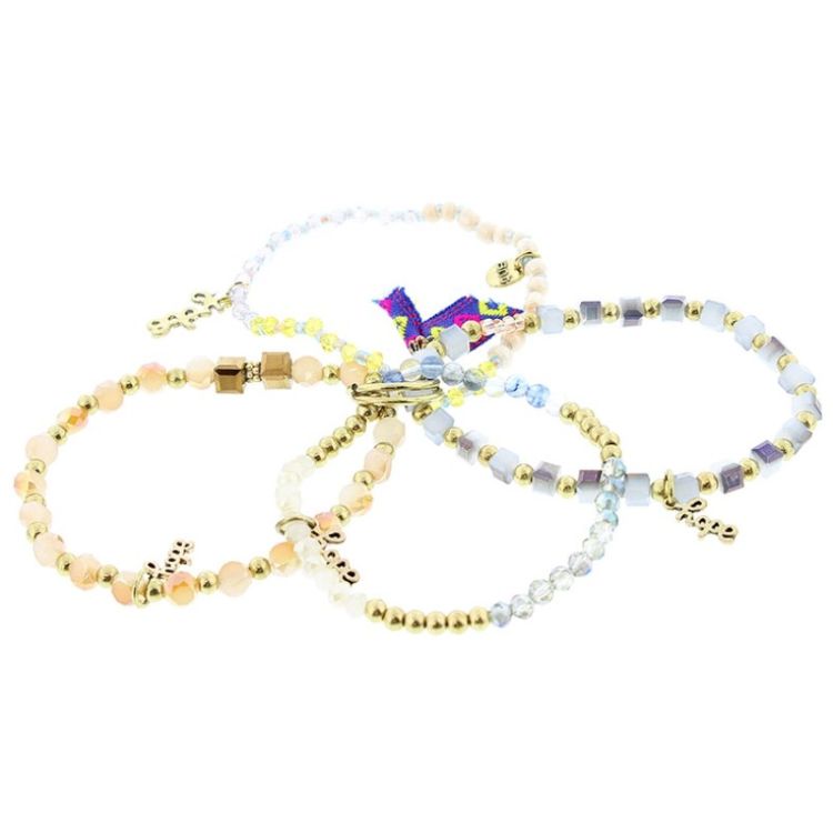 PULSERA 4 TIRAS CUENTAS METAL PIEDRAS 2