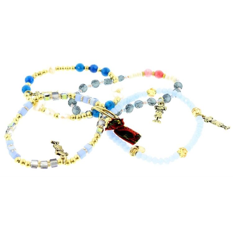 PULSERA 4 TIRAS CUENTAS METAL PIEDRAS 2